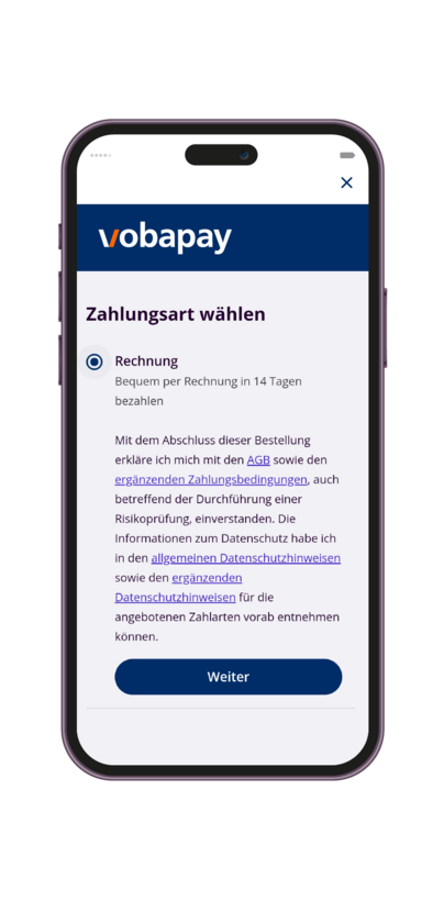 Smartphone mit Rechnungskauf-Option